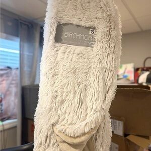 Cream Faux Fur Throw Blanket